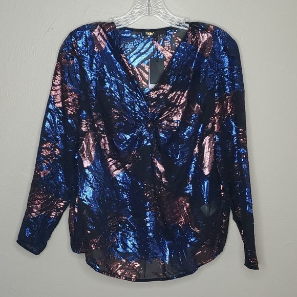 Maje Metallic Jacquard Blouse Size 3/Large NWT - Picture 7 of 7